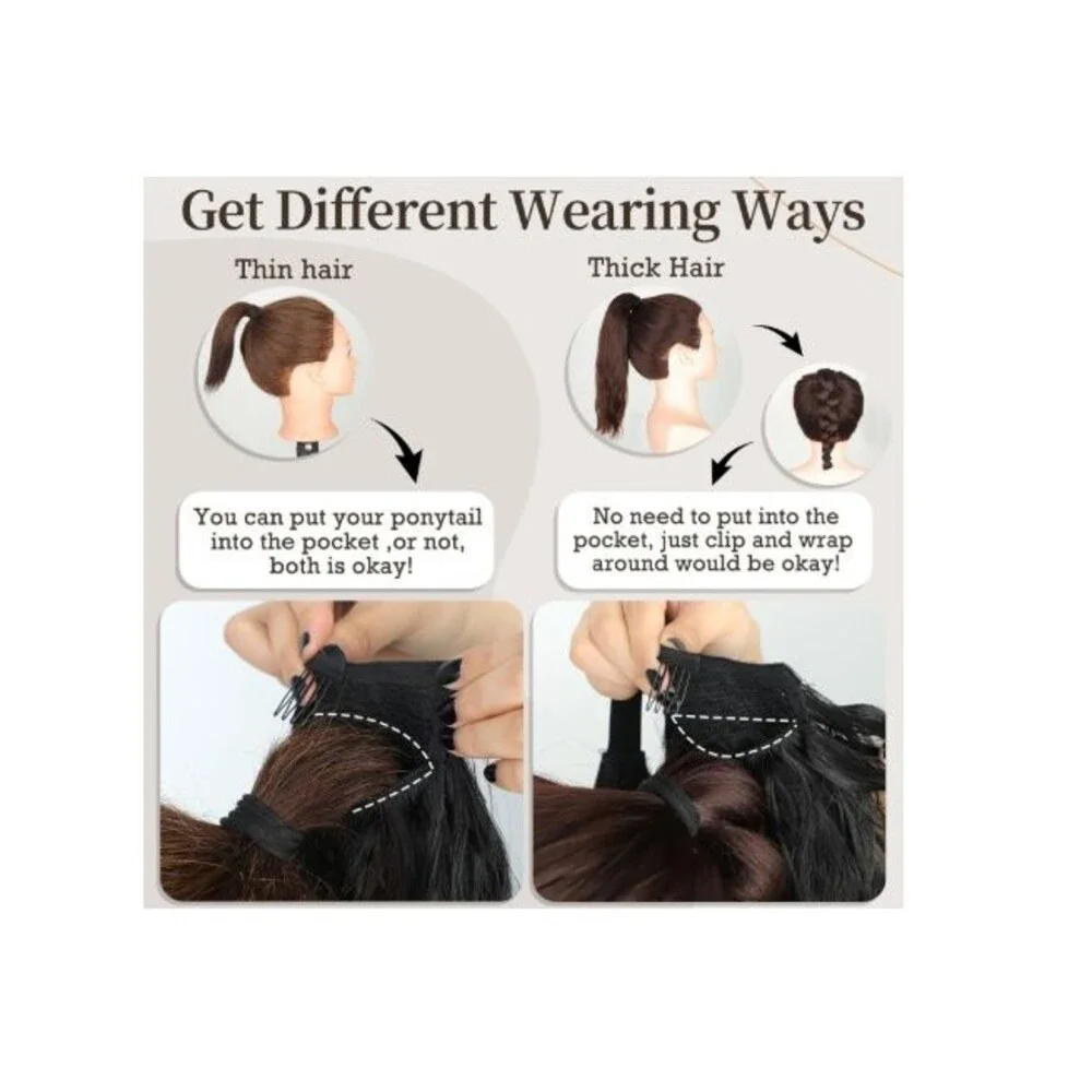 Stamped Glorious Long Corn Wave Ponytail Extension Heat Resistant 18 in Black